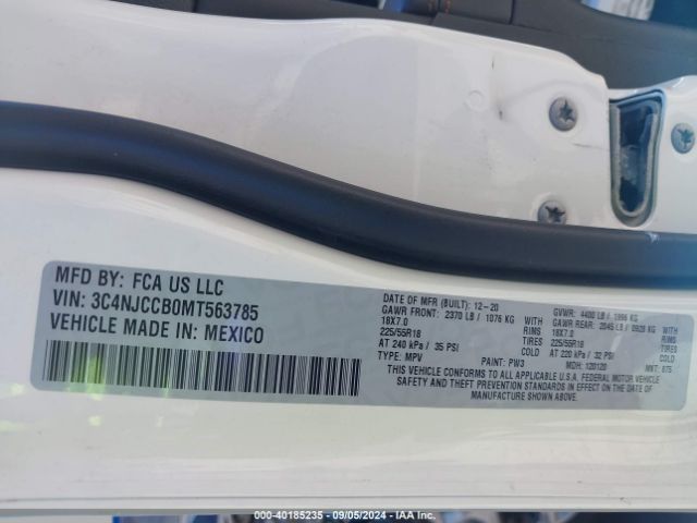 3C4NJCCB0MT563785 Jeep Compass Limited Fwd