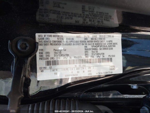Ford FOCUS SE 2018 1FADP3F22JL320160 Image 9