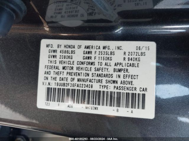 19UUB2F36FA023408 Acura Tlx V6
