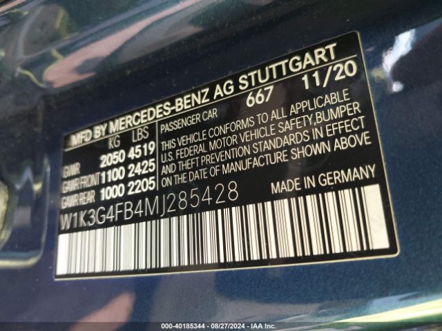 W1K3G4FB4MJ285428 Mercedes-Benz A 220 4matic