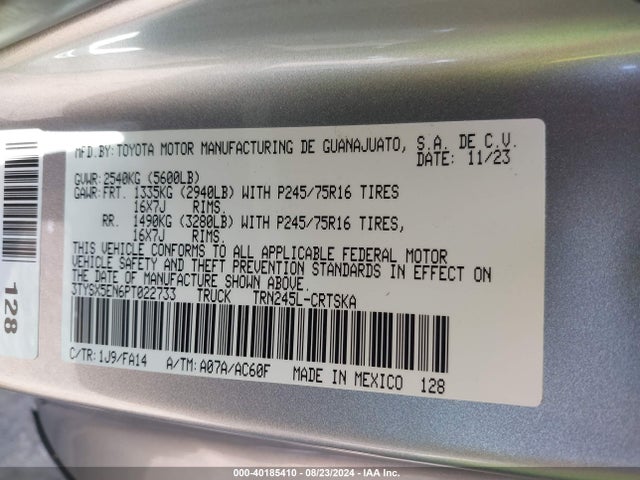 Toyota Tacoma Sr 2023 3TYSX5EN6PT022733 Image 9