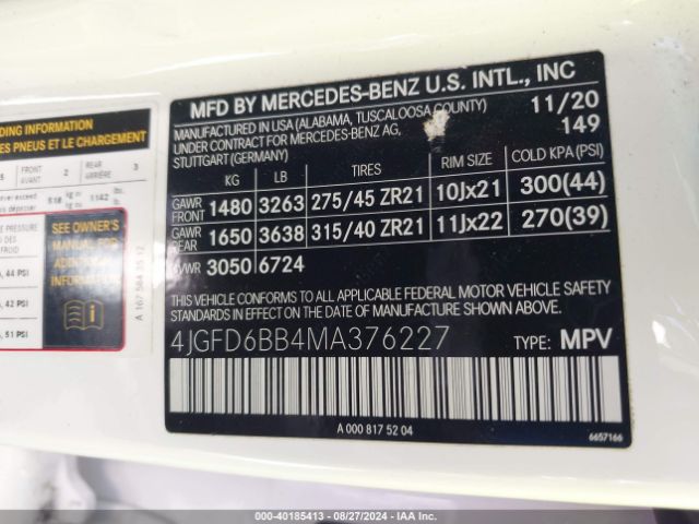 4JGFD6BB4MA376227 Mercedes-Benz Amg Gle 53 Coupe 4matic