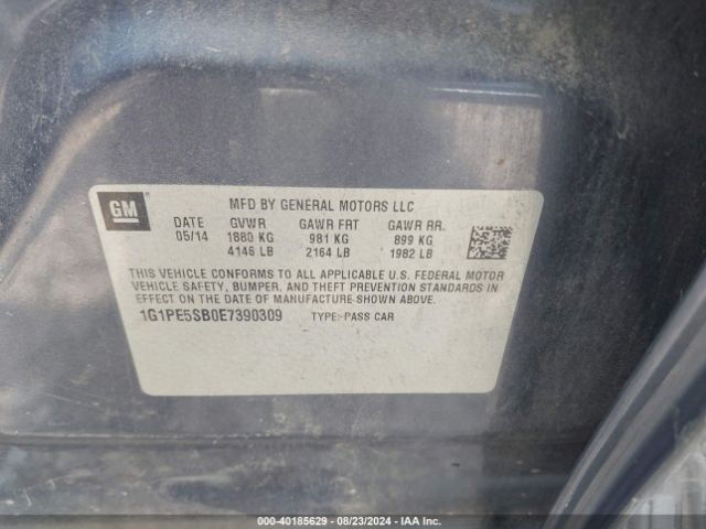1G1PE5SB0E7390309 Chevrolet Cruze 2lt Auto