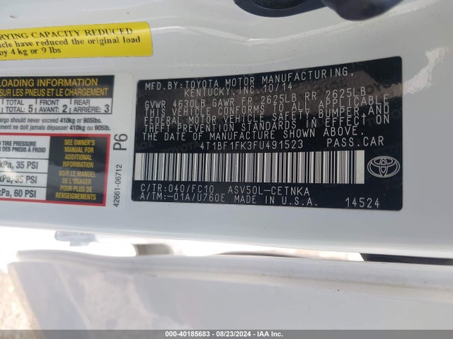 Toyota CAMRY LE 2015 4T1BF1FK3FU491523 Image 9