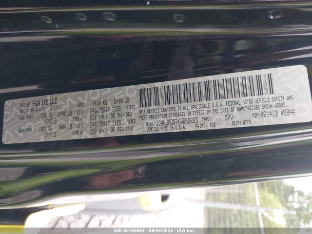 1C4HJXDG7KW662223 Jeep Wrangler Unlimited Sport S 4x4