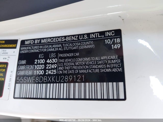 55SWF8DBXKU289121 Mercedes-Benz C 300