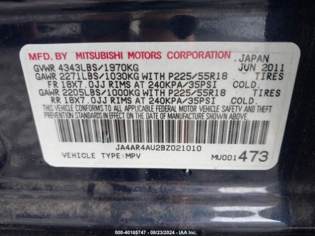 2011 MITSUBISHI OUTLANDER SPORT JA4AR4AU2BZ021010 Photo 8