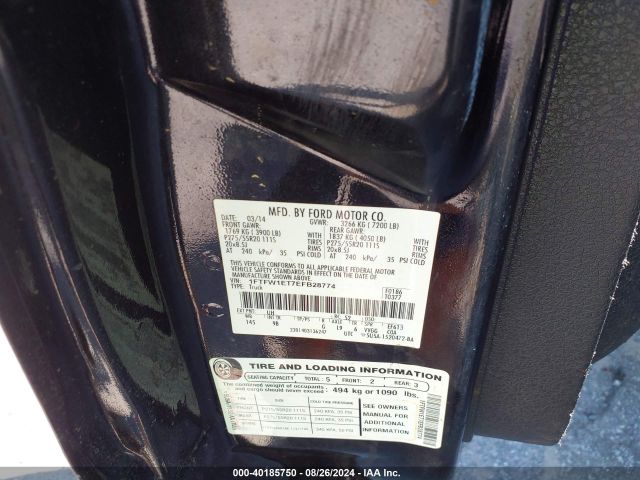 1FTFW1ET7EFB28774 Ford F-150 Platinum