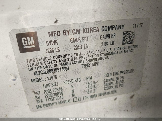 Chevrolet Trax Lt 2018 KL7CJLSB8JB574004 Image 9