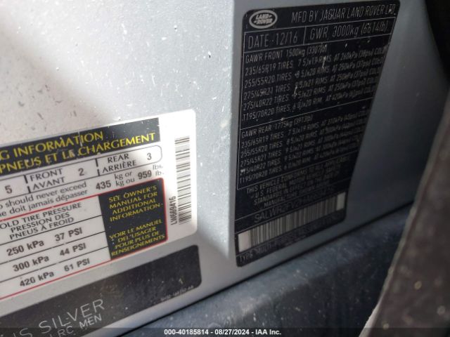 SALWR2FV2HA669416 Land Rover Range Rover Sport 3.0l V6 Supercharged Hse