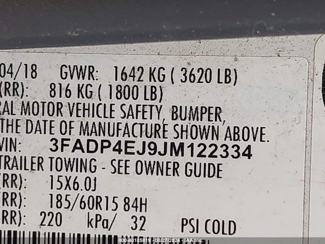 Ford FIESTA SE 2018 3FADP4EJ9JM122334 Image 9