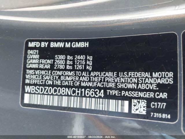 WBSDZ0C08NCH16634 BMW M8 Cabriolet Competition