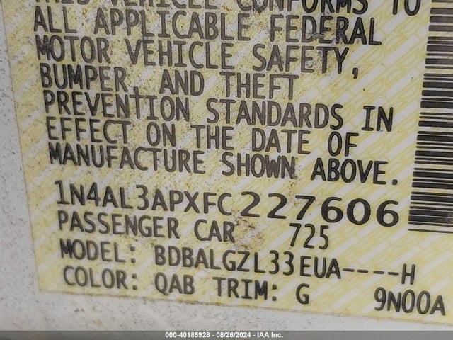 Nissan Altima 2.5 S 2015 1N4AL3APXFC227606 Image 9