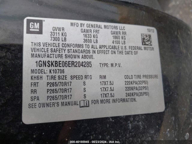 1GNSKBE06ER204285 Chevrolet Tahoe Lt