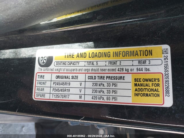 Chevrolet IMPALA 2LZ 2014 2G1155S32E9226802 Image 9