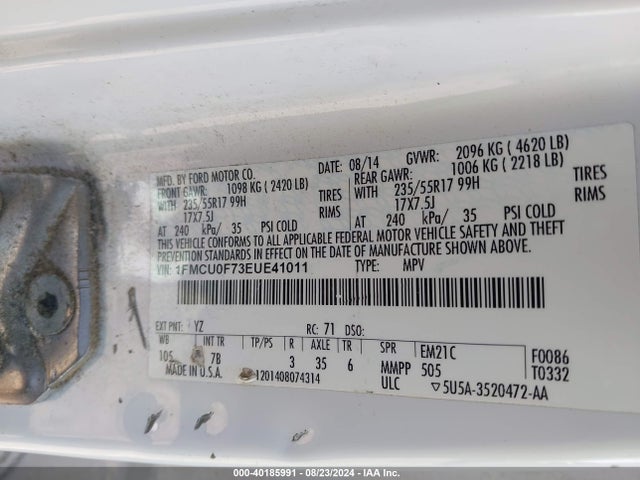 Ford ESCAPE S 2014 1FMCU0F73EUE41011 Image 9