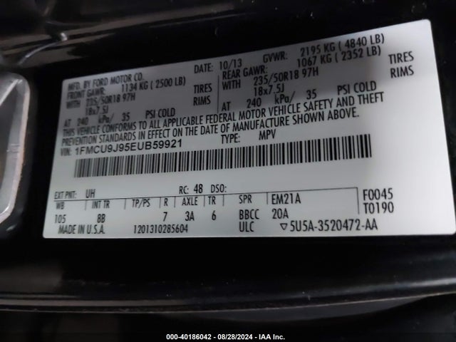 Ford Escape Titanium 2014 1FMCU9J95EUB59921 Image 9