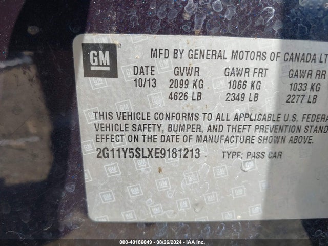 Chevrolet Impala 1ls 2014 2G11Y5SLXE9181213 Image 9
