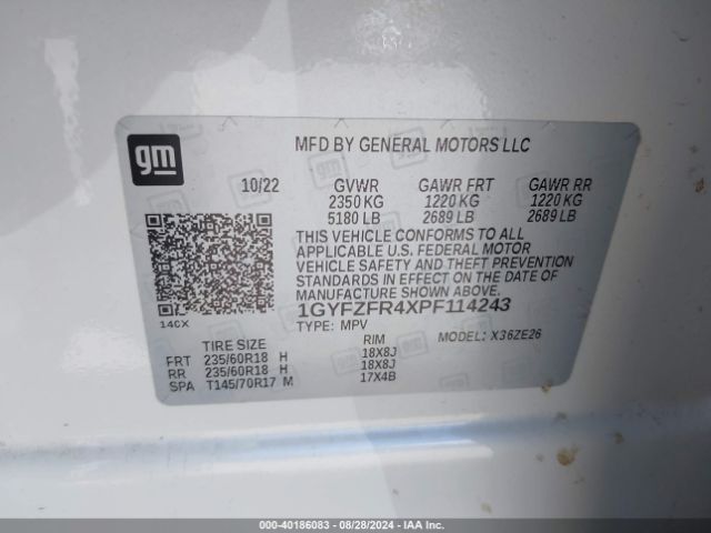1GYFZFR4XPF114243 Cadillac Xt4 Awd Sport