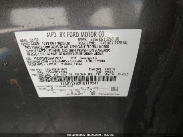 1FAHP2F82HG119247 Ford Taurus Limited