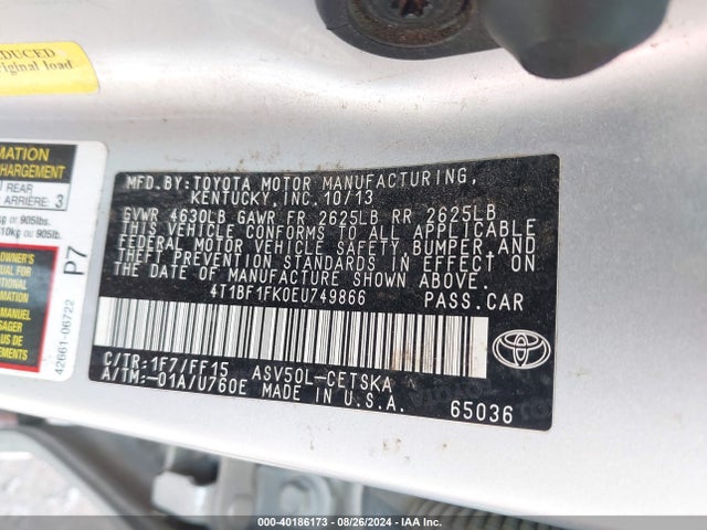 Toyota CAMRY SE 2014 4T1BF1FK0EU749866 Image 9