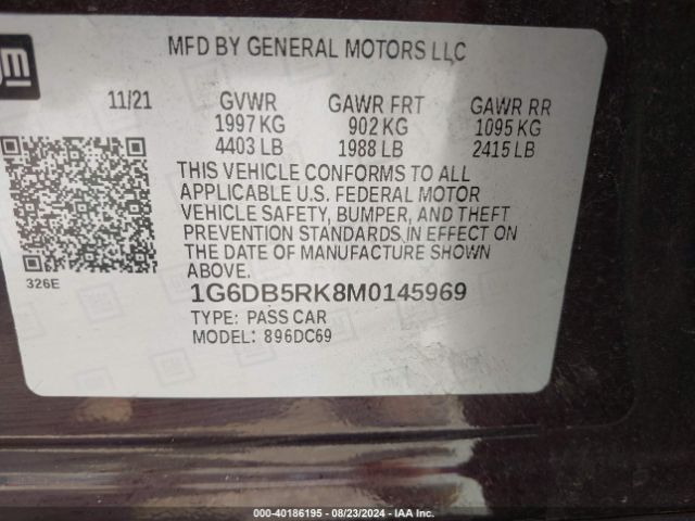 1G6DB5RK8M0145969 Cadillac Ct4 Premium Luxury