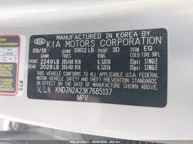 KIA Soul 2019 KNDJN2A23K7685137 Image 9