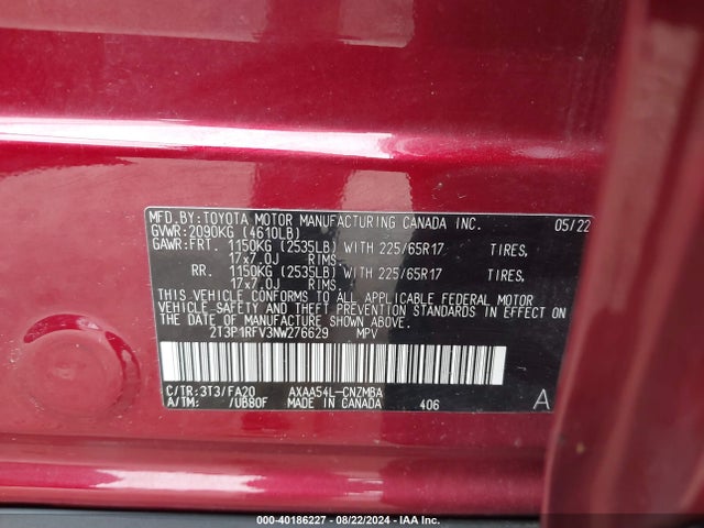 Toyota Rav4 Xle 2022 2T3P1RFV3NW276629 Image 9