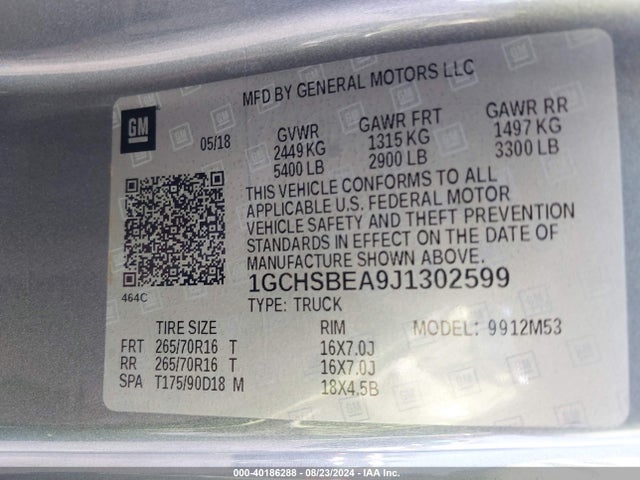 1GCHSBEA9J1302599 Chevrolet Colorado Wt