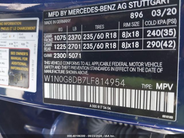 W1N0G8DB7LF814954 Mercedes-Benz GLC 300