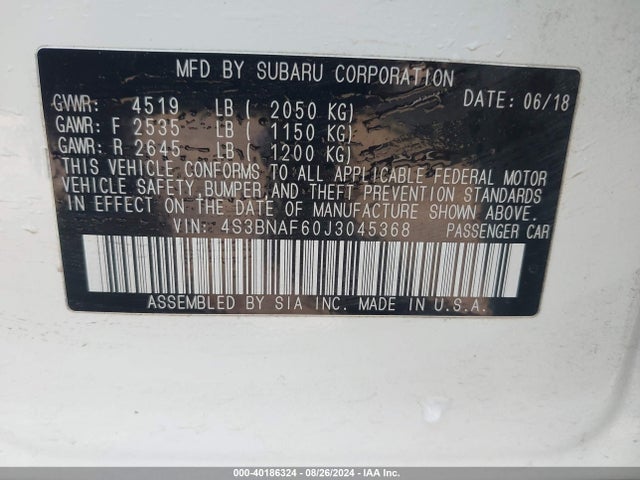 Subaru Legacy 2.5i Premium 2018 4S3BNAF60J3045368 Image 9