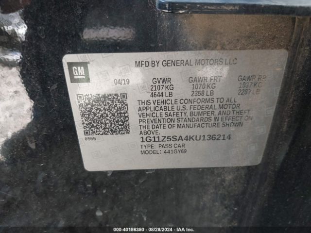 1G11Z5SA4KU136214 Chevrolet IMPALA LT
