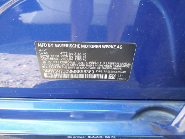 3MW5R7J08M8B58369 BMW 330i Xdrive