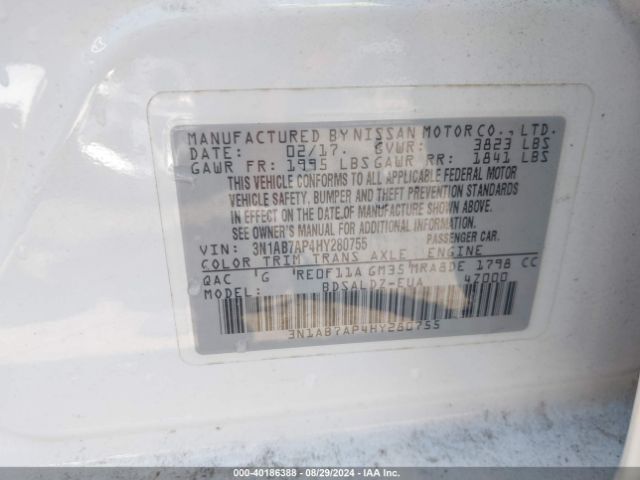 3N1AB7AP4HY280755 Nissan SENTRA SV