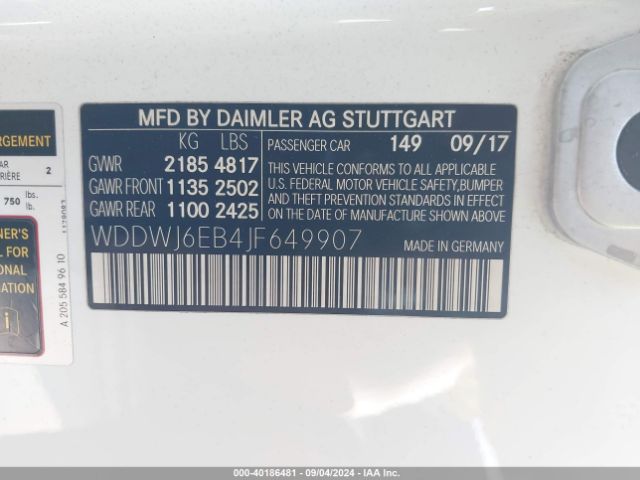 WDDWJ6EB4JF649907 Mercedes-Benz Amg C 43 4matic