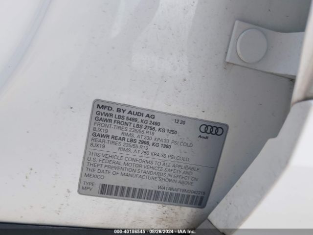 WA1AAAFY8M2042215 Audi Q5 Premium 45 Tfsi Quattro S Tronic
