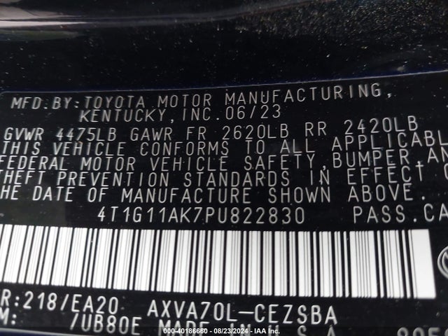 Toyota CAMRY SE 2023 4T1G11AK7PU822830 Image 9