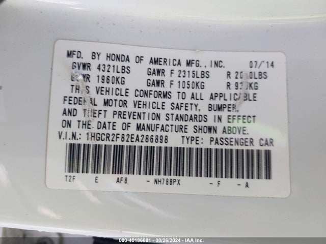 Honda Accord Ex-l 2014 1HGCR2F82EA286898 Image 9