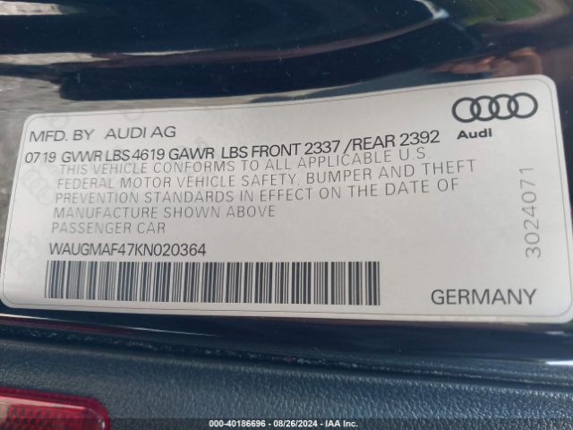WAUGMAF47KN020364 Audi A4 40 Premium/40 Titanium Premium