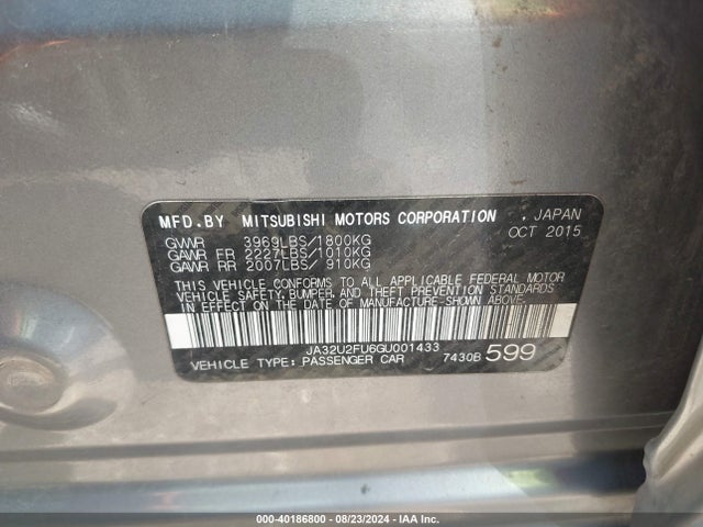 2016 MITSUBISHI LANCER JA32U2FU6GU001433 Photo 8