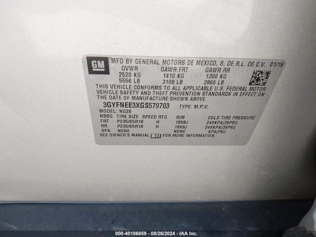3GYFNEE3XGS579703 Cadillac Srx Luxury Collection