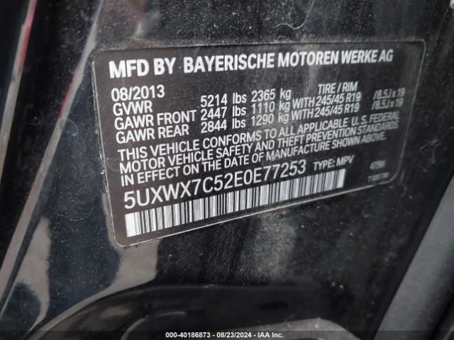5UXWX7C52E0E77253 BMW X3 Xdrive35i