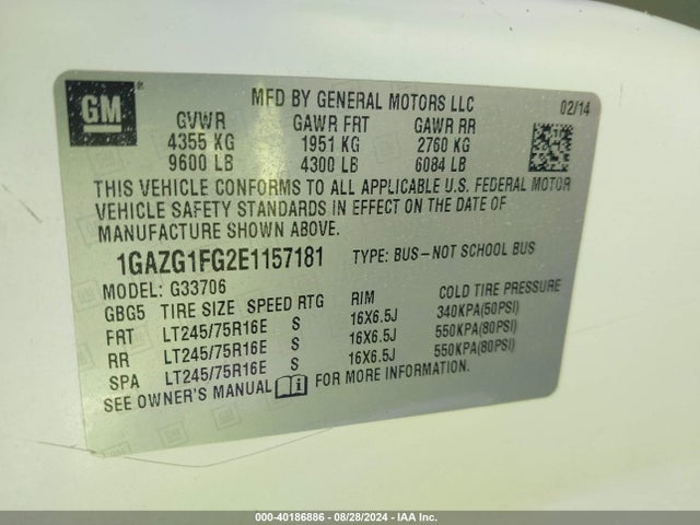 Chevrolet Express 3500 Lt 2014 1GAZG1FG2E1157181 Image 9