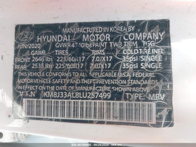 KM8J33AL8LU257499 Hyundai Tucson Ultimate