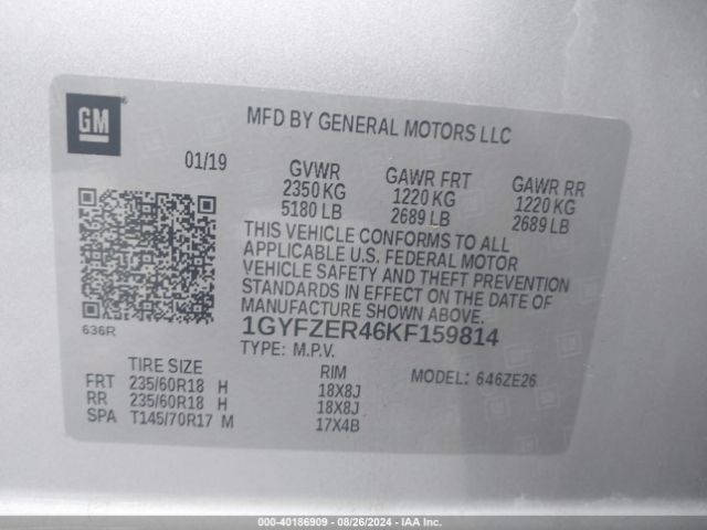 1GYFZER46KF159814 Cadillac XT4 SPORT