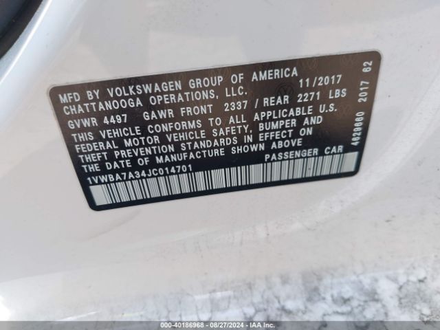 1VWBA7A34JC014701 Volkswagen Passat 2.0t Se