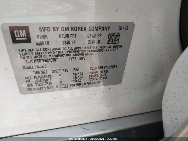 Buick Encore Convenience 2015 KL4CJFSB7FB240567 Image 9