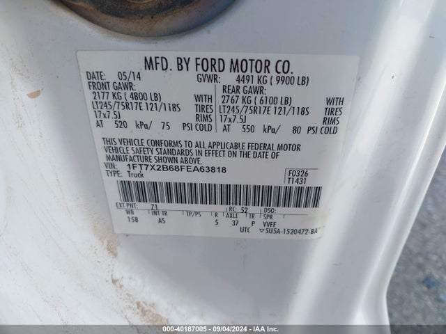 Ford F-250 Xl 2015 1FT7X2B68FEA63818 Image 9