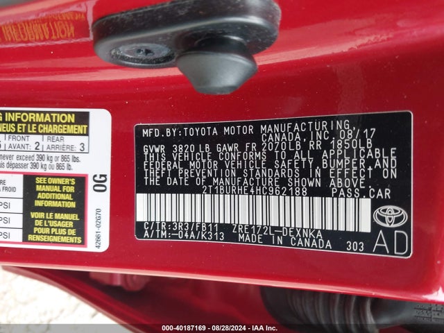 Toyota COROLLA LE 2017 2T1BURHE4HC962188 Image 9