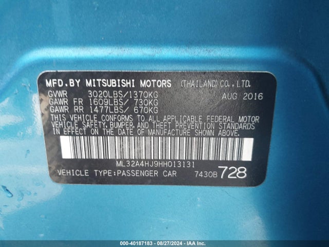 2017 MITSUBISHI MIRAGE ML32A4HJ9HH013131 Photo 8